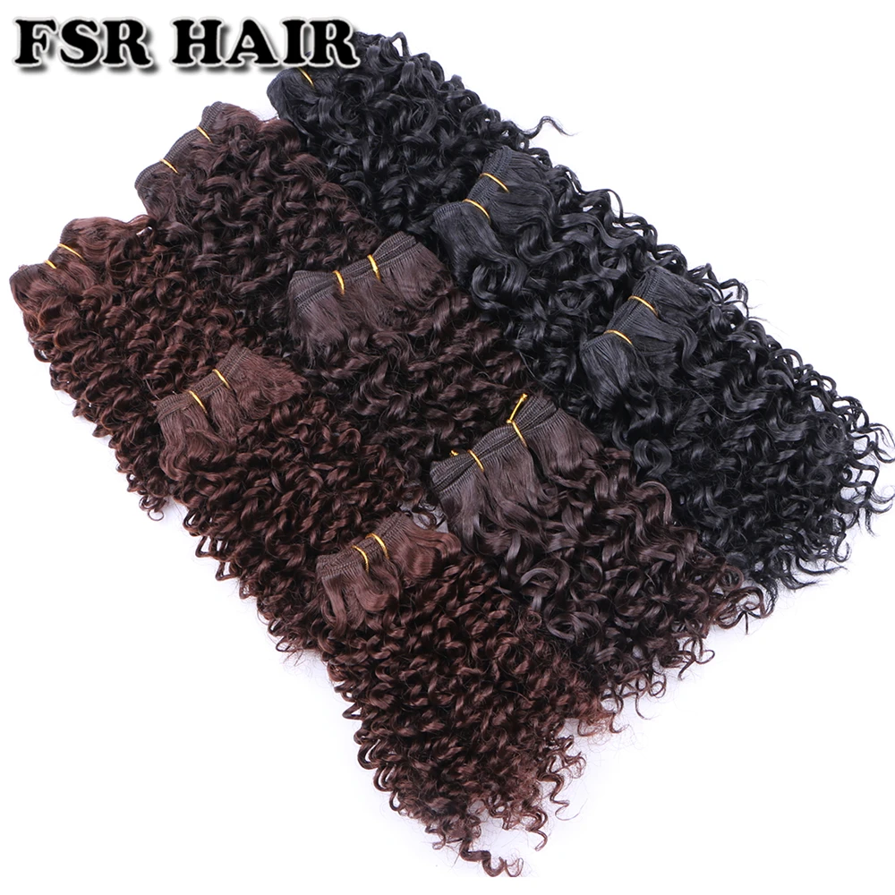 FSR-Short Kinky Curly Synthetic Hair Weave, Tecelagem de cabelo, Produto de cabelo, 210g, 6 pcs por lote