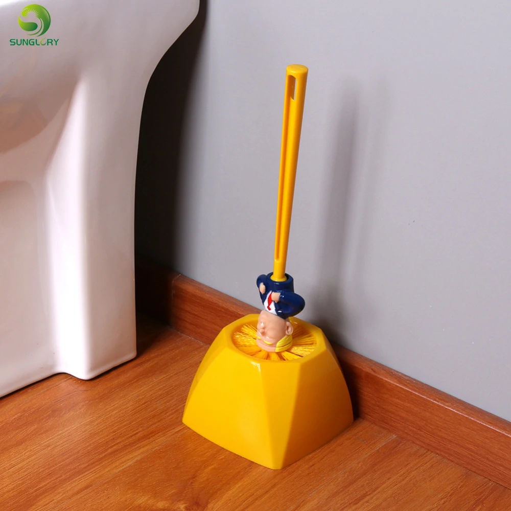 Funny Toilet Supplies Bathroom Cleaning Tools WC Borstel Donald Trump Toilet Brush Base Home Hotel Bathroom Cleaning Accessories