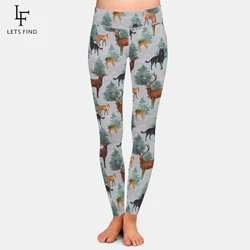 LETSFIND New Design Women Elastic Leggings High Waist 3D Animals Milu Deer&fox&dog Print Milk Silk Trousers Movement Leggings