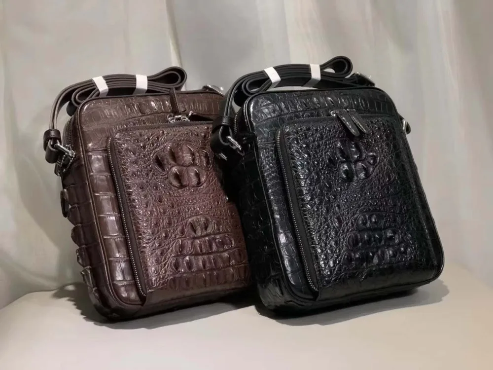 

100% real genuine crocodile skin head leather men shoulder bag small cross body bag, best choice small size shoulder bag for men