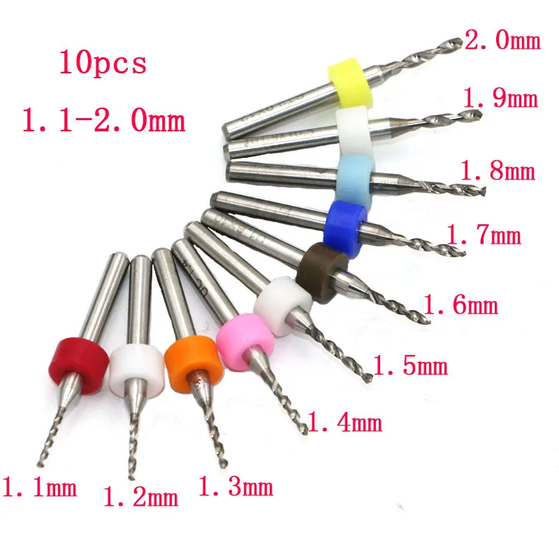Juego de microbrocas de carburo de aleación dura, placa de circuito de impresión PCB de alta calidad, 1,1-2mm, 10 unidades