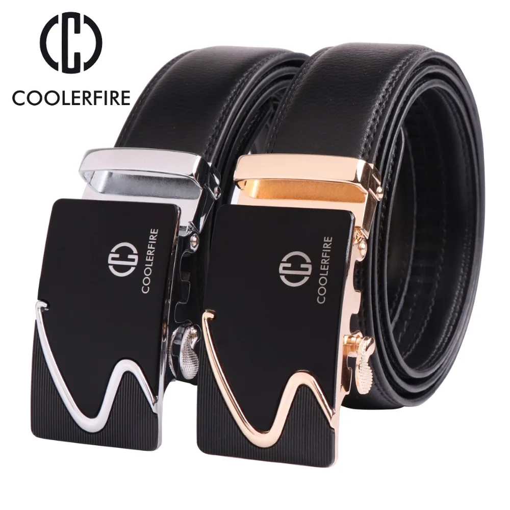 Famous Brand Men Belts Luxury Automatic Buckle Cowskin Genuine Leather Belt for Men Business Black Waist Male Strap ZD061