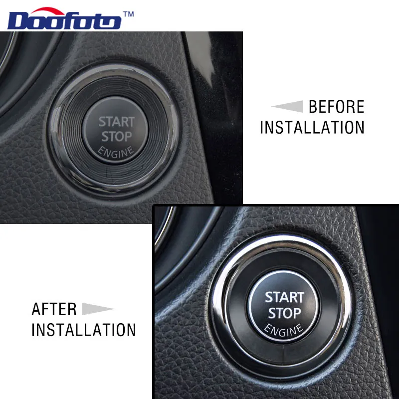 Doofoto Car Engine Start Stop pulsante di accensione decorazione anello in argento nero custodia per Nissan 2014 x-trail accessori per lo Styling