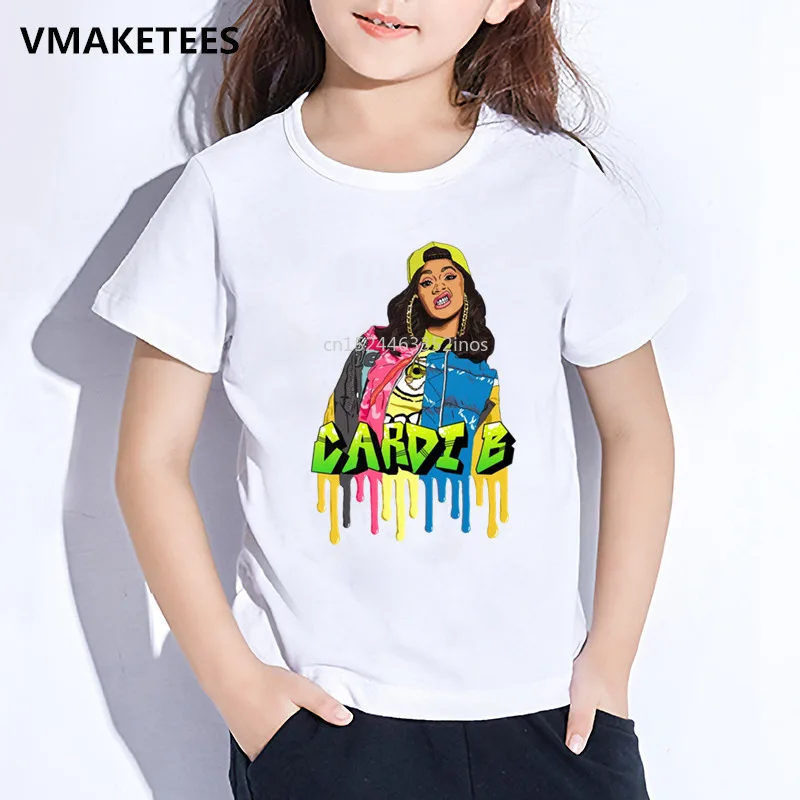 Kids Summer Short Sleeve Girls & Boys T shirt Children Hip Hop Rapper Cardi B Print T-shirt Funny Casual Baby Clothes,HKP5260