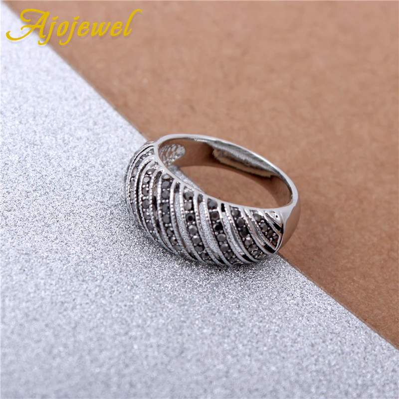 Ajojewel Hollow Out Geometric Rhinestone Rings For Men Or Women Silver-color Retro Jewelry Rings