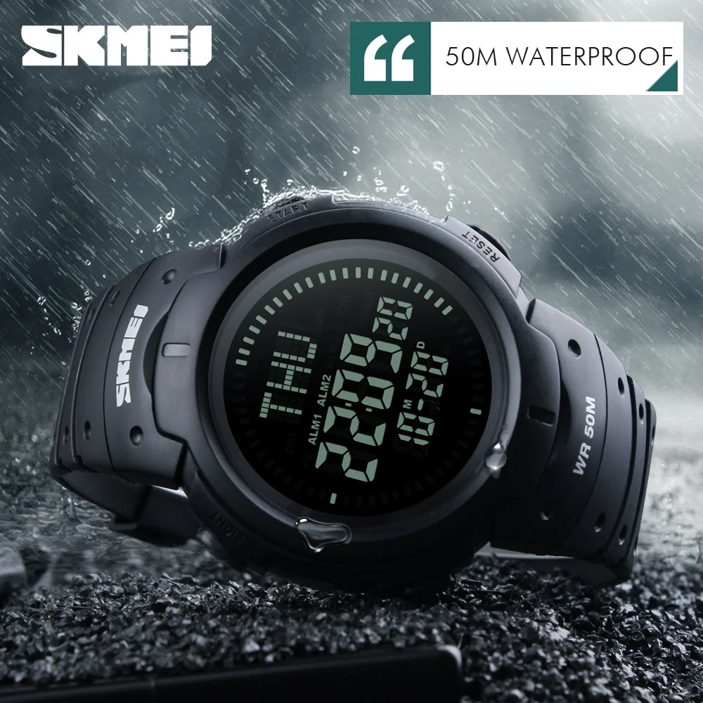 SKMEI Outdoor Chronograph Compass Watch Men Multifunction Waterproof LED Electronic Digital Sports Watches Fashion Wristwatches