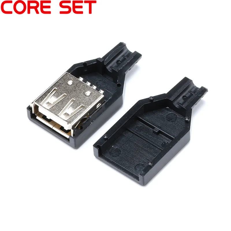 Type A Female or A Male USB 4 Pin Plug Socket Connector With Black Plastic Cover USB Socket or 5pcs male + 5pcs female