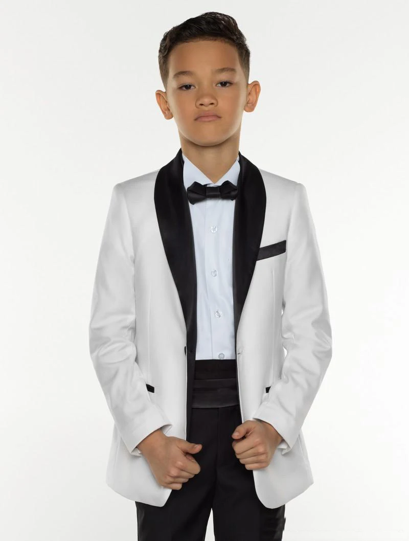 Boys Tuxedo Boys Dinner Suits Formal Suits Tuxedo for Kids Print Tuxedo Formal Occasion White And Black Boy Suits