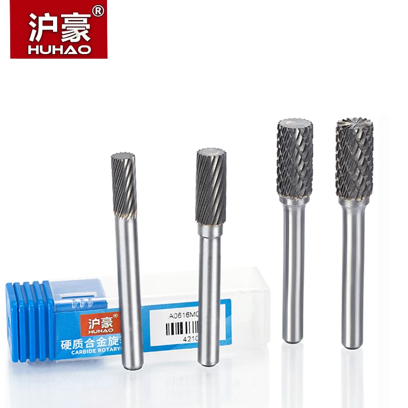 HUHAO 1pc 6mm Shank Tungsten Steel Cutter Metal Grinding Carving Head Rotary File Router Bit For Metal Polishing Type A