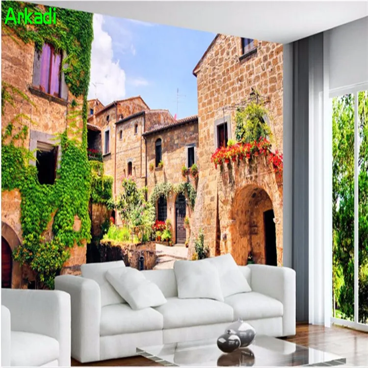 Custom mural 3d wallpaper europe italy town street scenery home decor painting hotel living room sofa TV background wallpaper