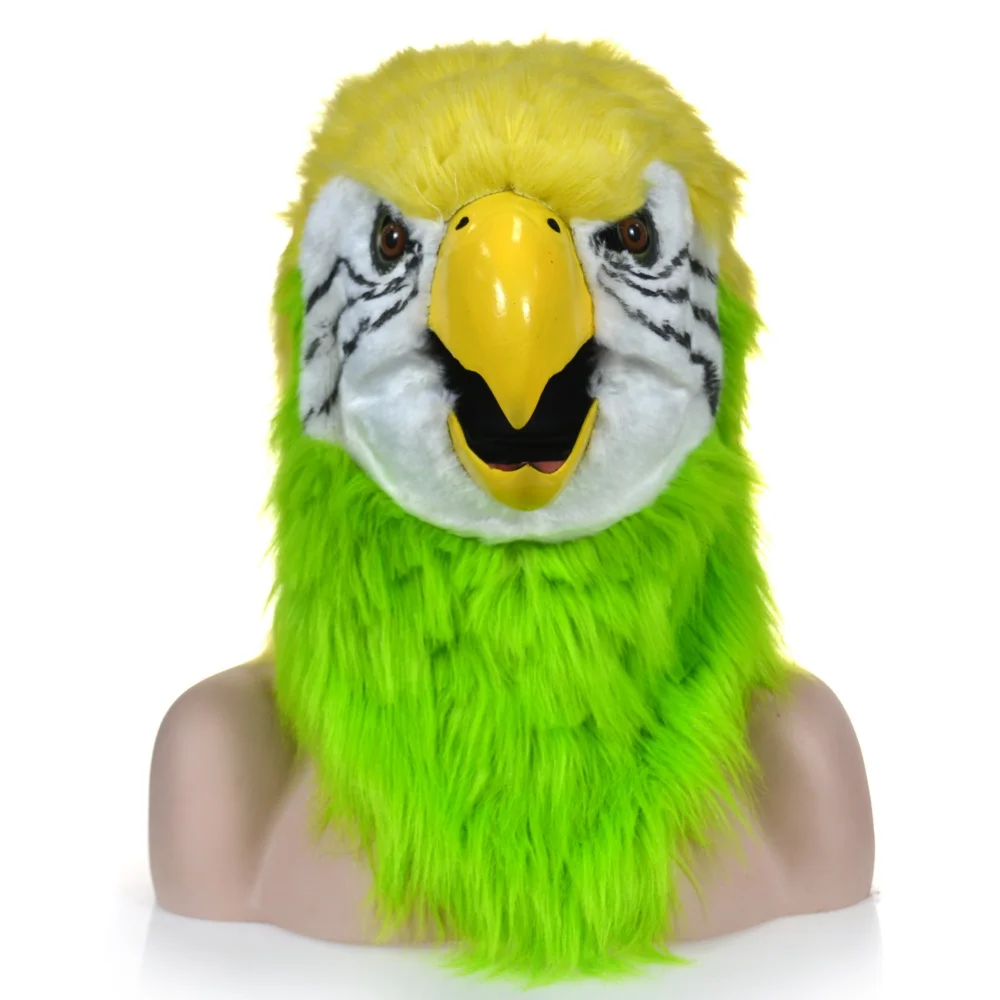 

2022 HUITAI INITATION ANIMAL HANDMADE INTERNET CELEBRITY MOVING JAW MASK YELLOW PARROT FALSE FACE PERFORMING PROPS