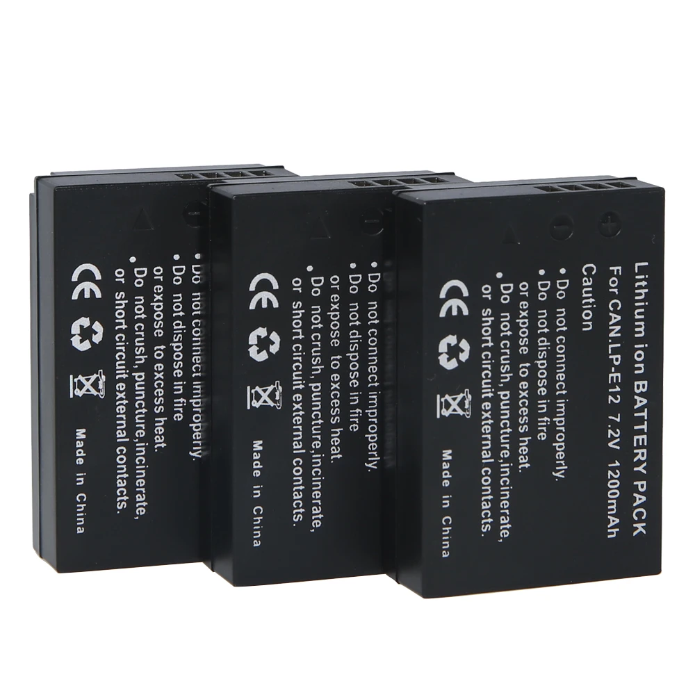 Venta al por mayor 5 unids/lote LP-E12 LPE12 7,2 V 1200mAh cámara de batería digital para Canon EOS M M2 100D Rebel SL1 Kiss X7 EOSM EOSM2 EOS100D
