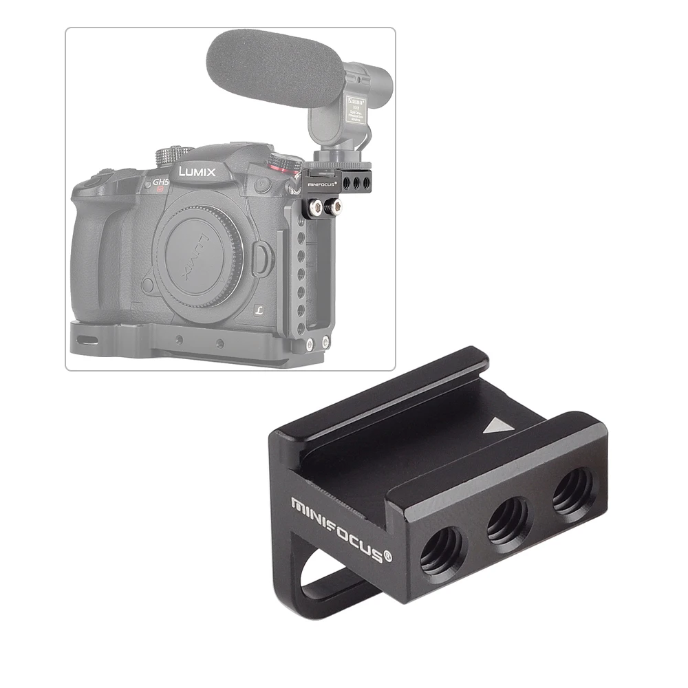 Cold Shoe Mount Adapter 90 Degree Angled for DSLR Camera Rig Attach to Side Cage and L Bracket Plate Handle with 1/4