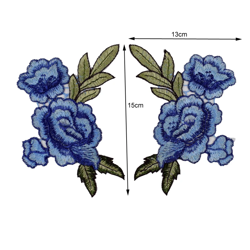 1 Pair On Patches For Clothing Multicolor Rose Flower Embroidery Patch Appliques Badge Stickers For Clothes