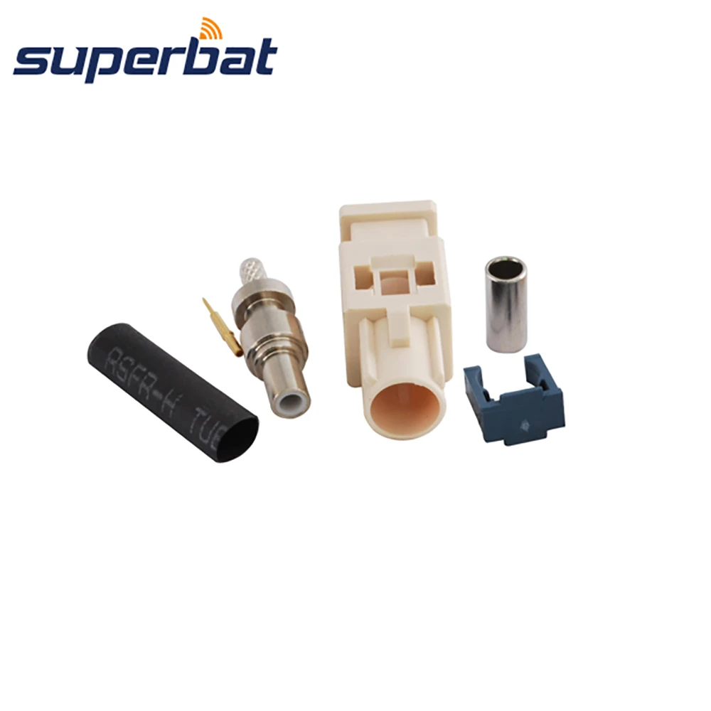 Superbat Fakra B1 White Crimp Male RF Connector Apply to Radio with Phantom Supply Long Version for Cable RG316 LMR100 RG174