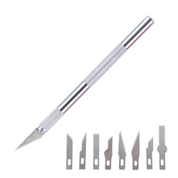 10pcs/lot DIY Crafts Arts Hobby Knife Scalpel Stainless Steel Blades Pen Knives for Wood Paper Films Cutter PCB Repair Tools