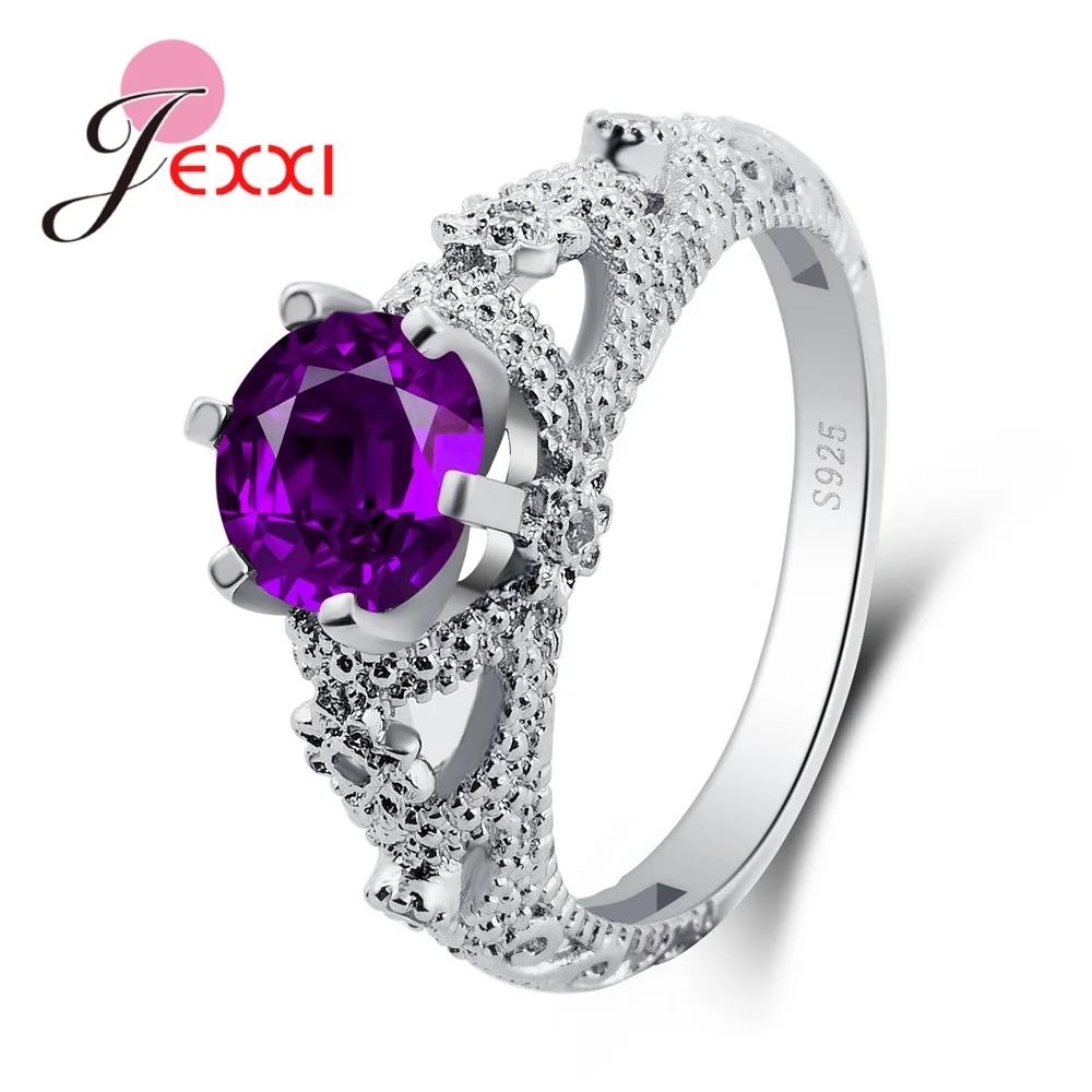 Shinning Round Cubic Zirconia Elegant 100% 925 Sterling Silver  Wholesale Plant Rings Suitable Wedding Jewelry Accessory