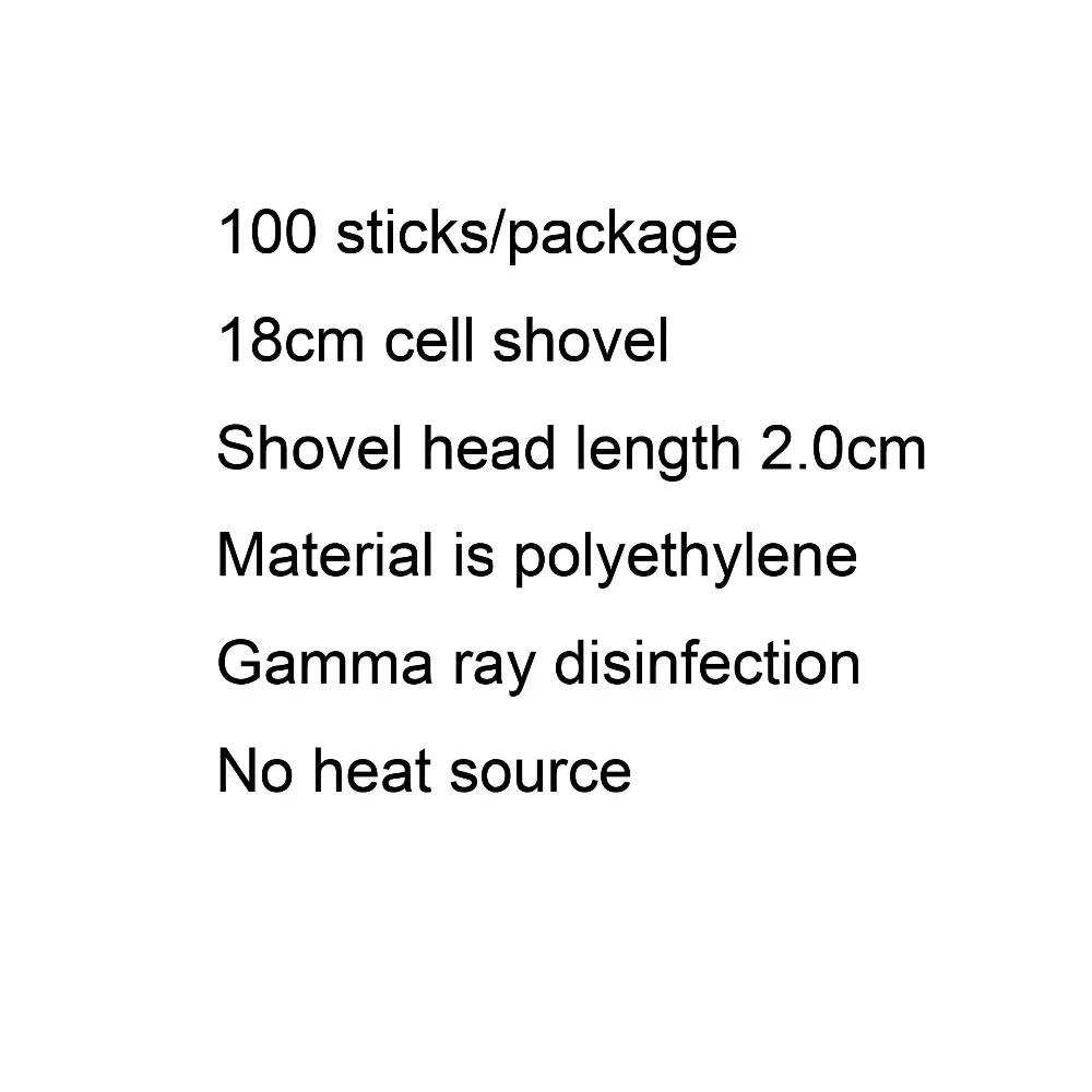 100pcs/pack 180mm/7.08 in,Plastic Cell Shovel / Scraper Shovel head length 20mm/0.78 in,Independent sterilization packaging