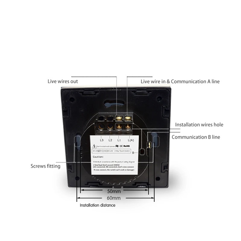 Manufacturer Wallpad EU Standard 1 Gang 2 Way 3 Way Control White Wall Light Touch Screen Switch Glass Panel