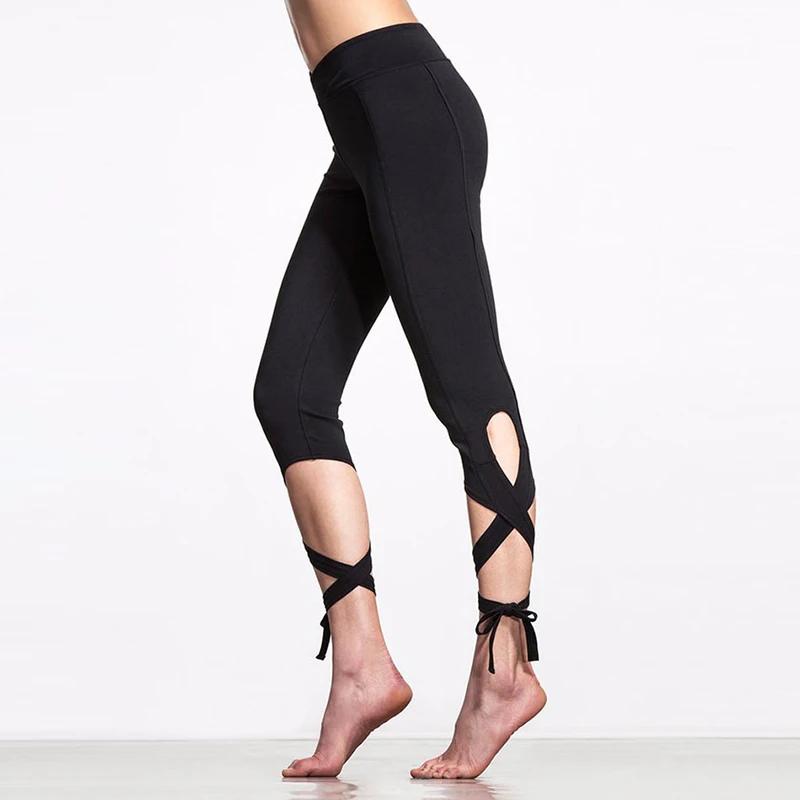 CHU YOGA 2018 New Women Ballerina Yoga Pants Fitness Bandage Elastic Pants Dance Tight Gym Sports Cross Leggings P1615