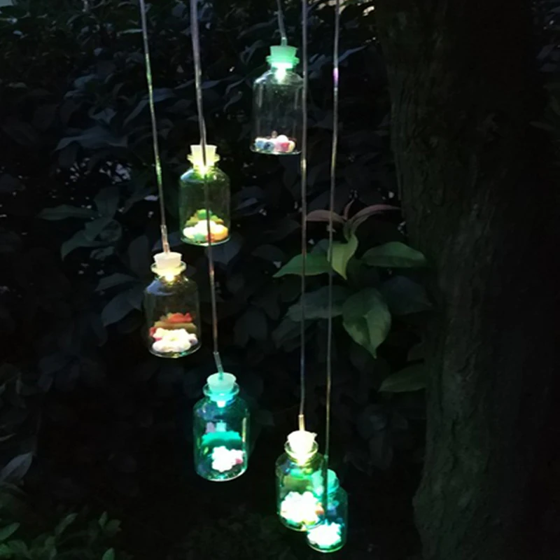 Outdoor LED Solar Lamp For Garden Bottle Wind Home Garden Decor Solar Light Solar Powered Color-Changing Wind Chime Light