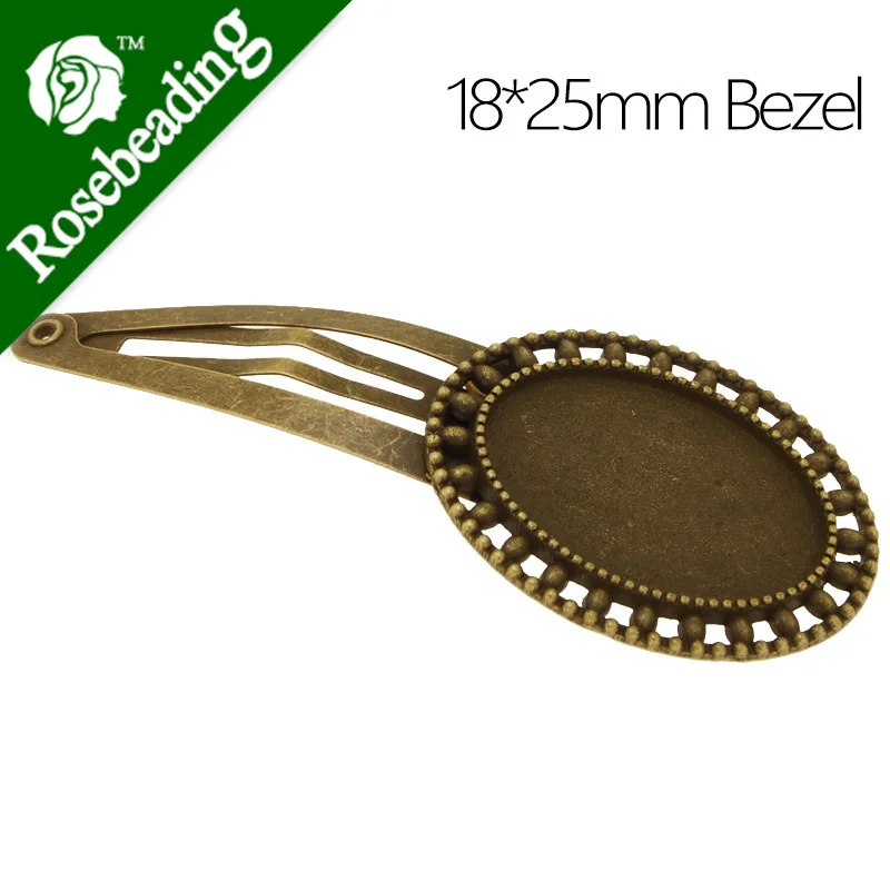 Bobbby pin with antique bronze plated 18x25mm oval bezel,length 66mm,sold 20pcs /lot-C4764