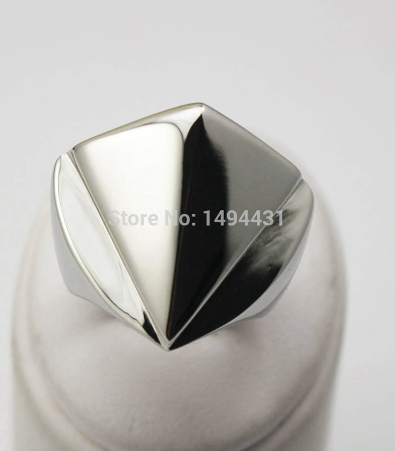 Geometric 316L Stainless Steel Rings Plated Austrian Square Ring Blank Smooth Plain Silver Color Finger Ring