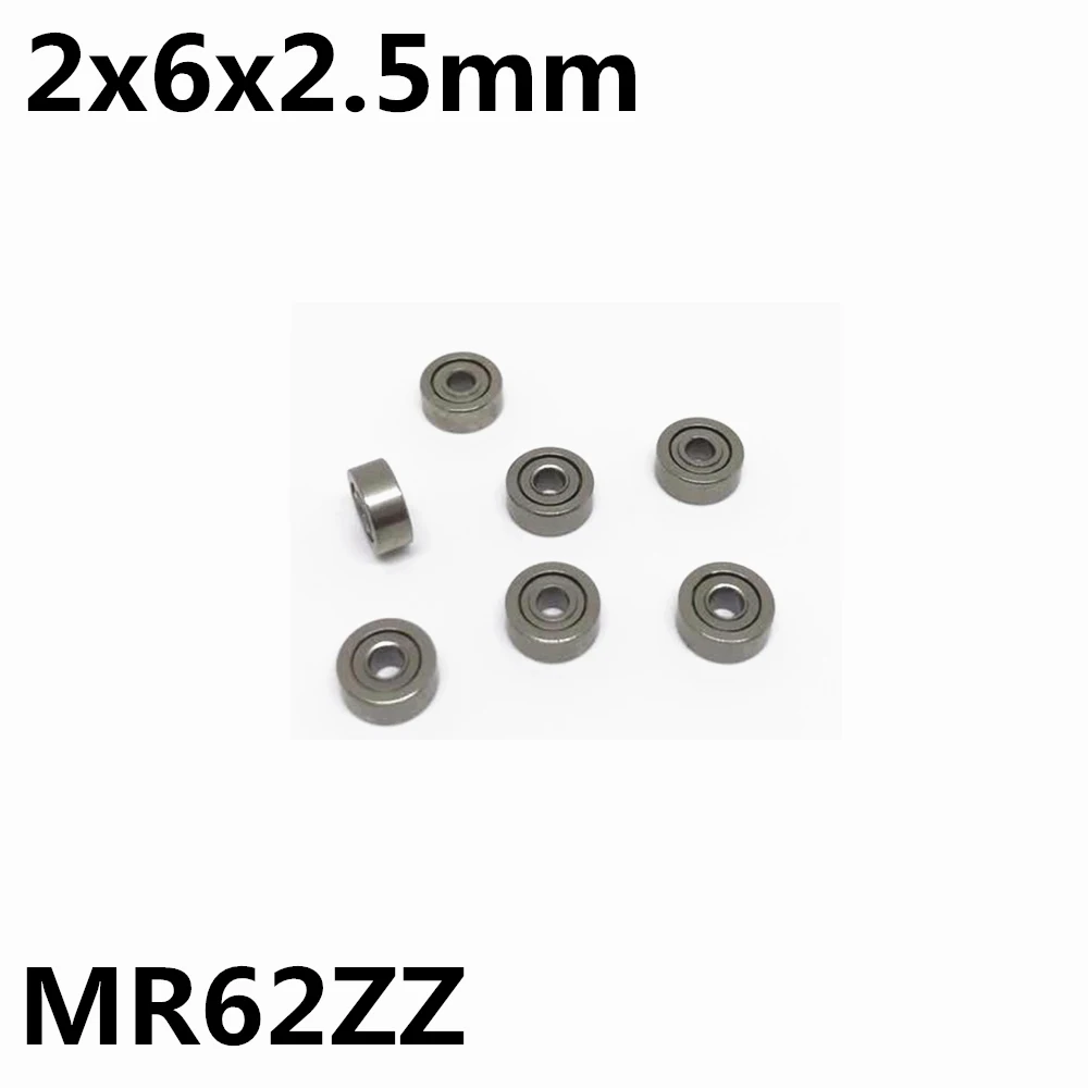 50Pcs MR62ZZ R-620ZZ 2x6x2.5mm Deep groove ball bearing Miniature bearing High qualit MR62Z MR62