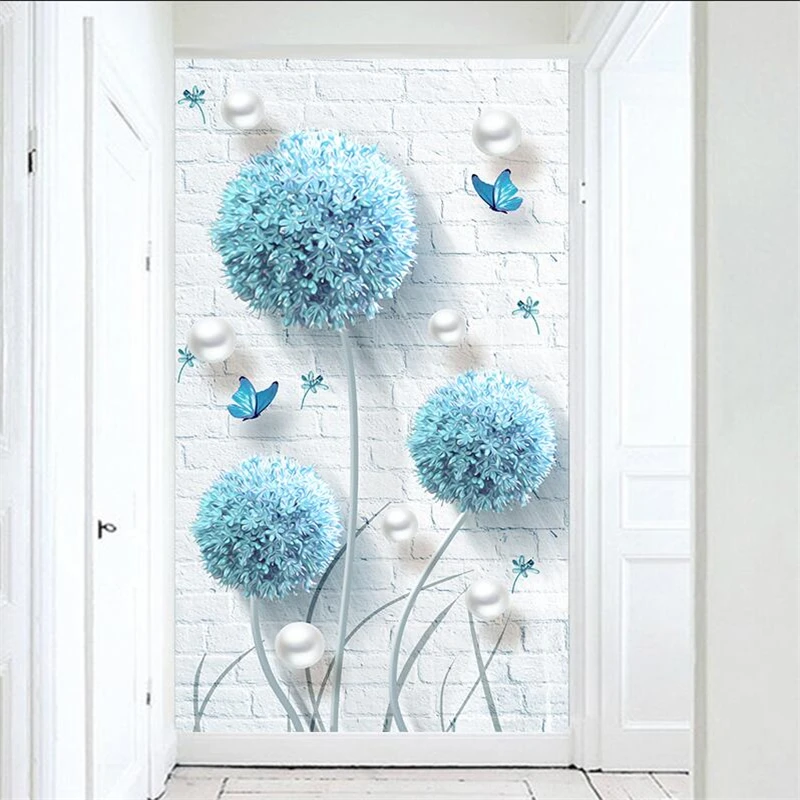 Custom wallpaper 3d solid walls painting Nordic simple blue dandelion jewelry porch decorative painting wallpapers home decor