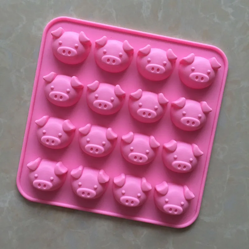 100pcs 16 Hole Silicone Mold Cute Pig Head Shaped Chocolate Mold DIY Piggy Cake Mould Handmade Soap Molds ZA6674