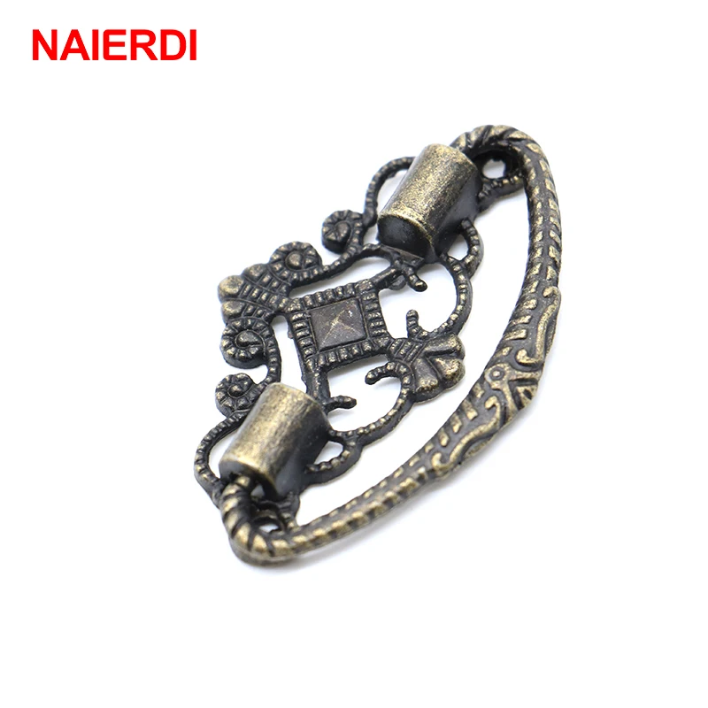 NAIERDI 48mm x 25mm Bronze Cabinet Knobs Drawer Handles Cupboard Pulls Jewellery Box Handle With Screws For Furniture Hardware
