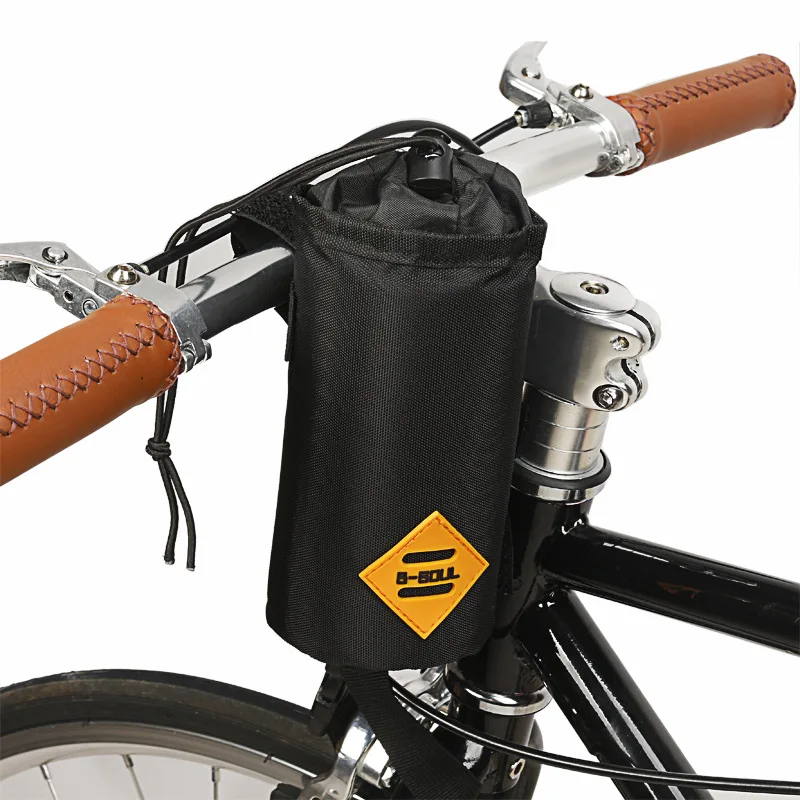 B-SOUL Shasta Black Insulated Bike Water Bottle Holder Bottle - Two Point Bike Frame & Handlebar Attachment Belt Loop