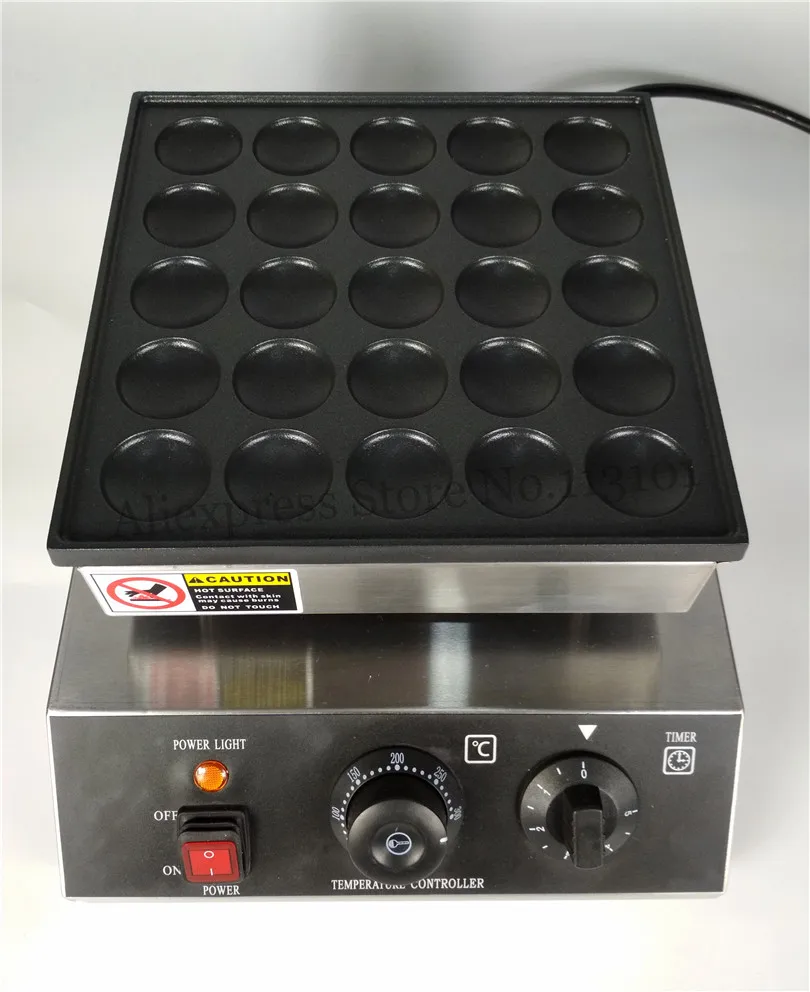 Dutch Poffertjes Machine Mini Pancake Grill 950W 25 Holes Non-stick Cooking Surface