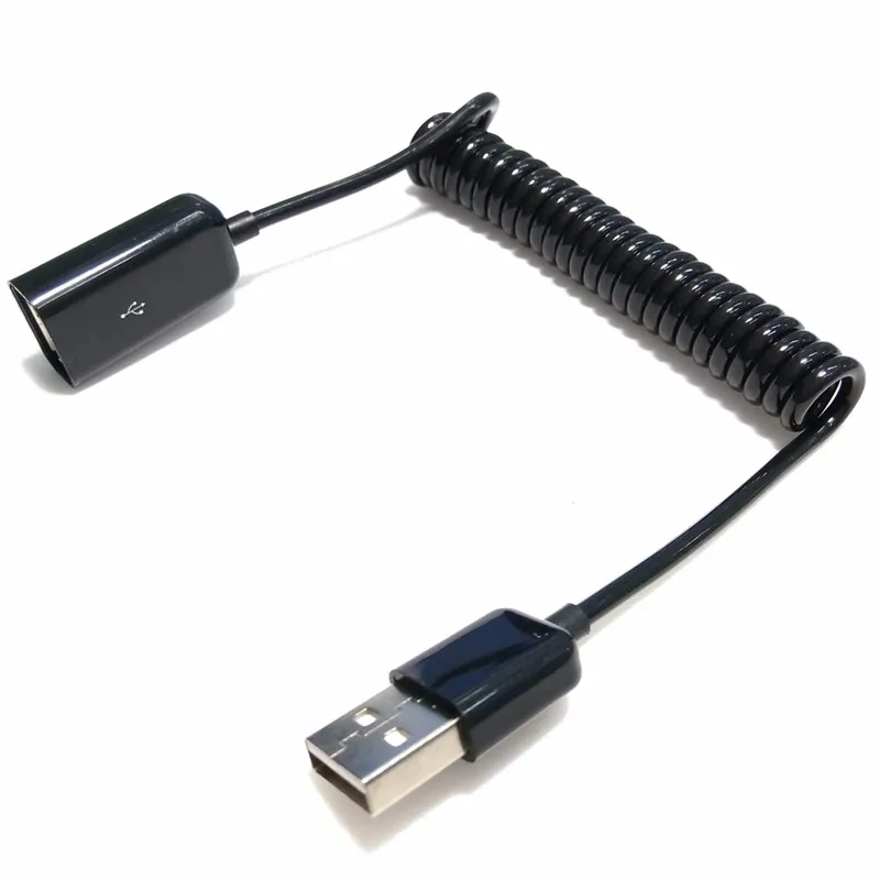 Conector adaptador de cable de bobina de extensión en espiral de resorte USB 2,0 macho a hembra