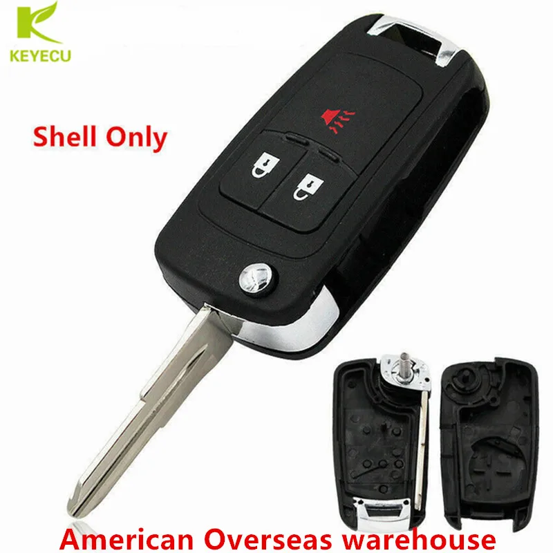 KEYECU Replacement Folding Flip Remote Car Key Shell Case 3 Button for Chevrolet Spark 2012 2013 2014 2015 2016