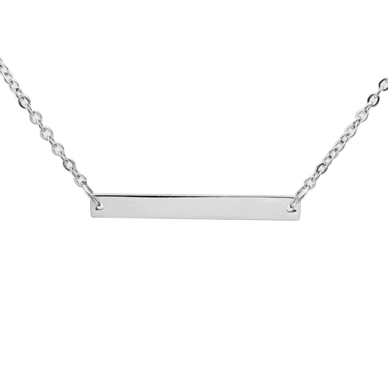 JJ005 Factory Cheap Wholesale High Quality 32mm*5mm*1.5mm Stainless Steel Bar Pendant Necklace With 18