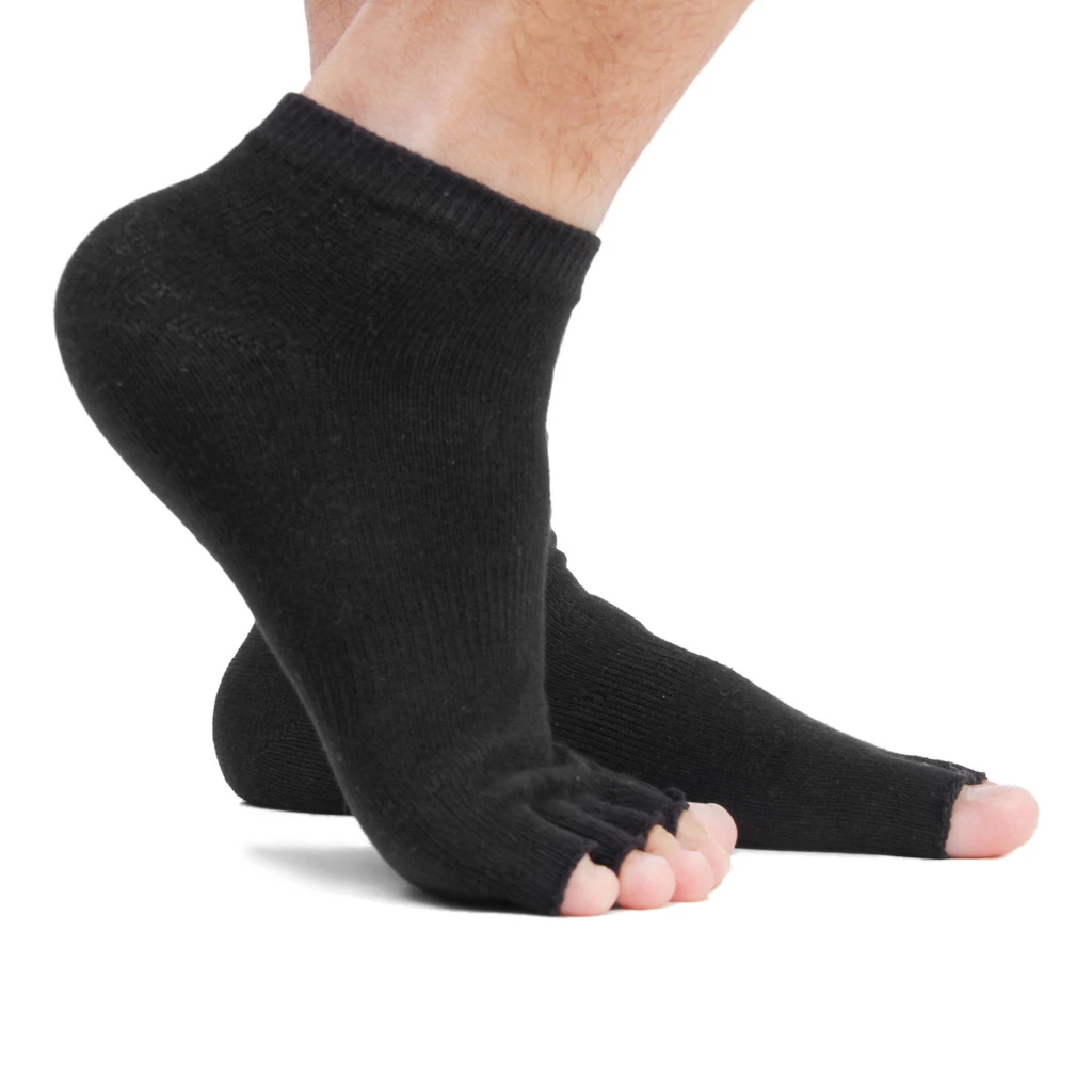 1 Pair Black Unisex Five Fingers Open Toe Socks Mens Ankle Socks for Men Women Anklet Grip Gym Yoga Pilates chaussette