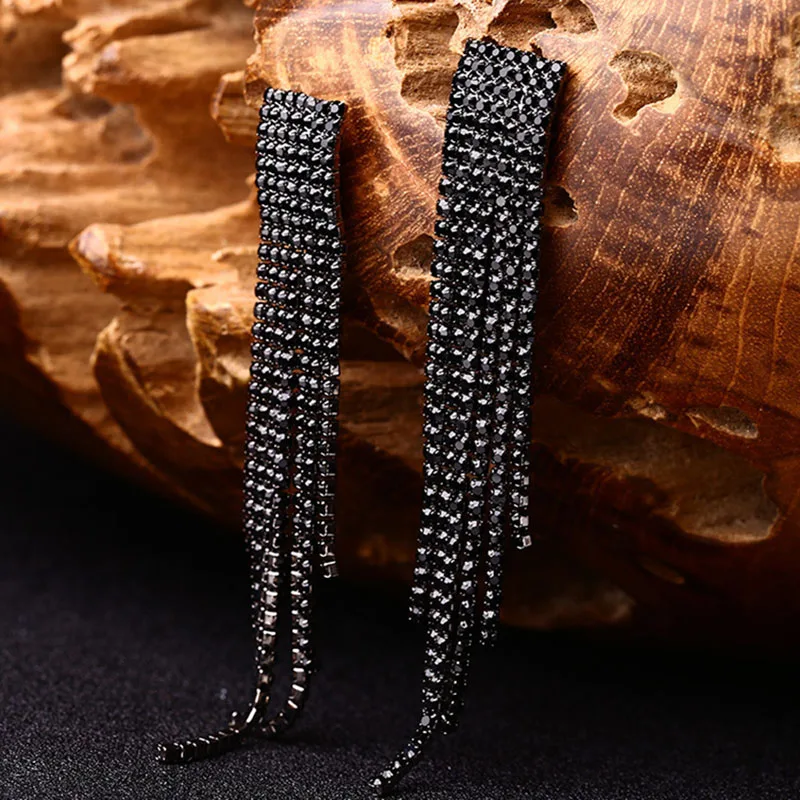 Charm Wedding Long Tassel Crystal Earrings for Women Statement Earrings Jewelry Party Prom Korean Earrings Jewelry Gift
