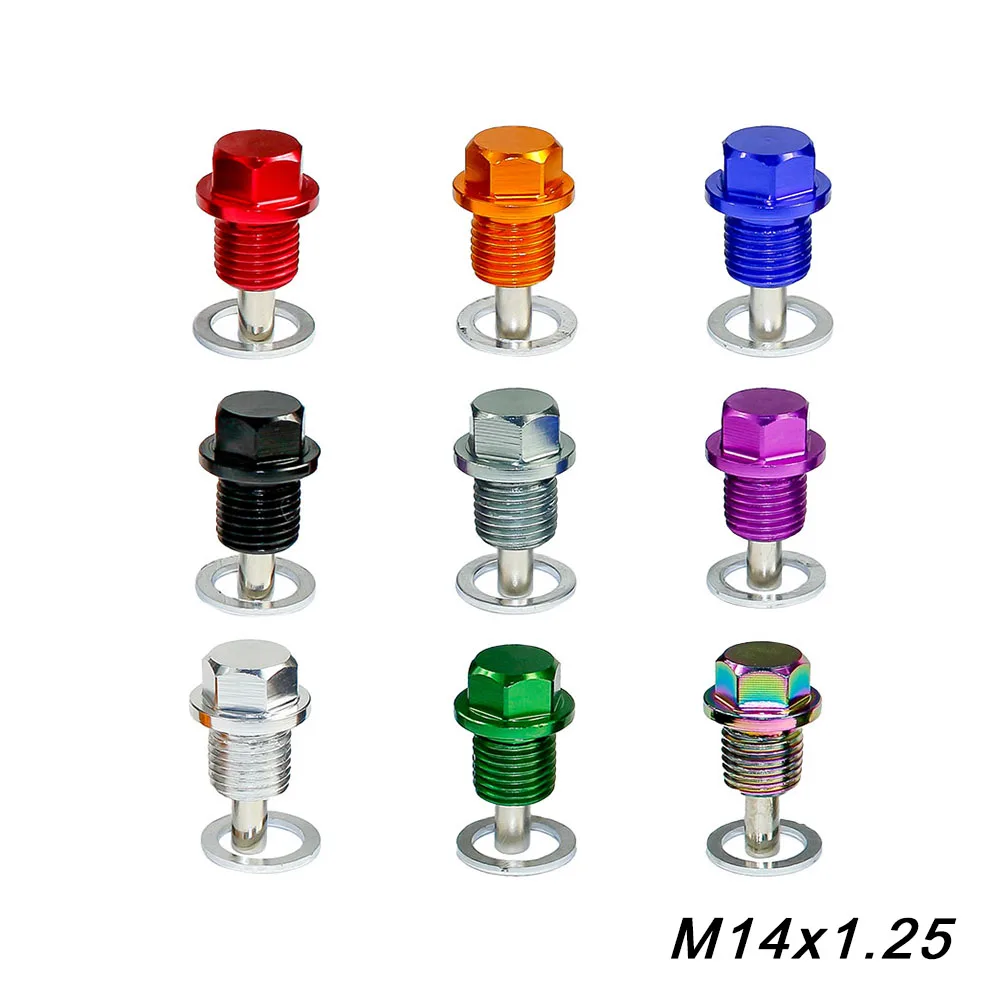 M14*P1.25 Magnetic Oil Drain Plug Aluminum Bolt Oil Sump drain plug For Most Ford 14x1.25 threaded Sump Drain Nut Bolt