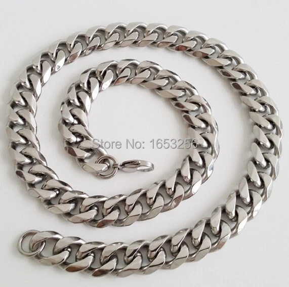 Huge 15mm wide  24\'\' Men\'s Jewelry Stainless Steel Cuban Curb Link-chain Necklace Heavy   High Quality For XMAS Gifts