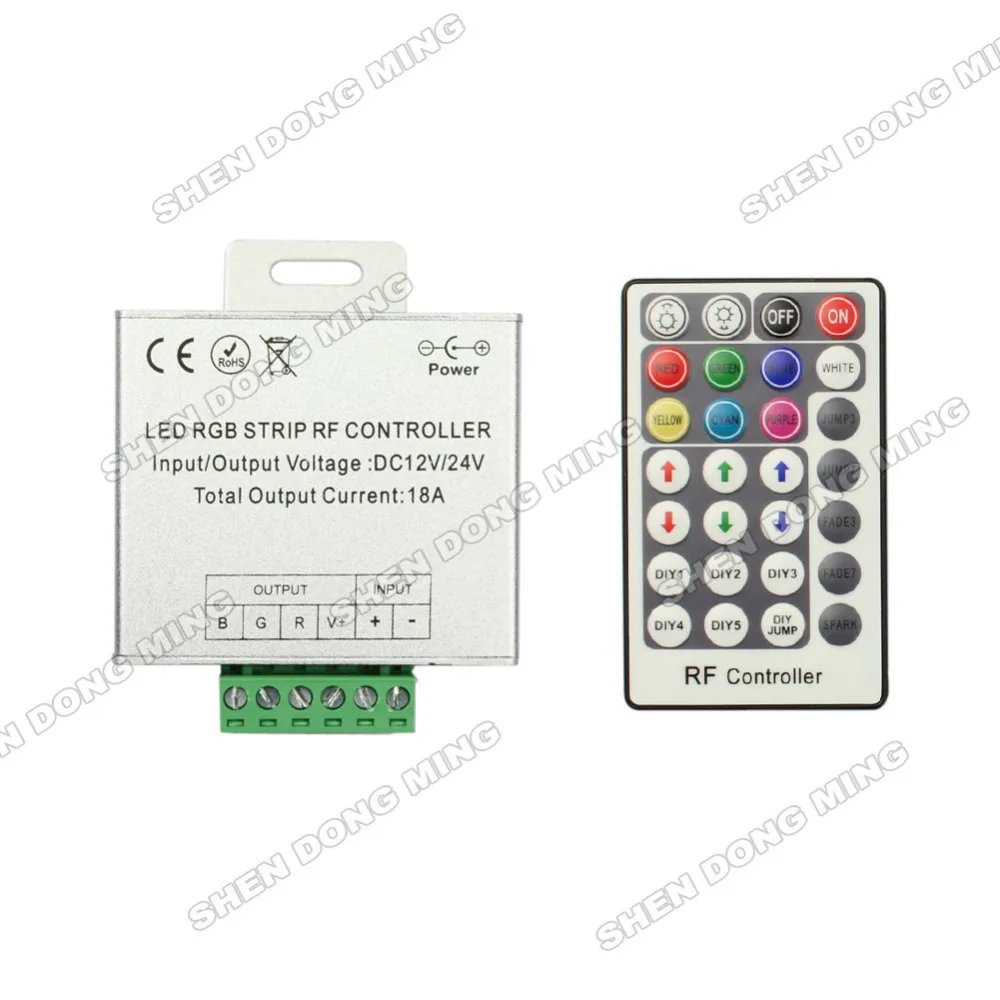 

Free Shipping DC 12V-24V RF 18A 216W 28Key IR Remote Controller For RGB SMD 5050 3528 LED Strip