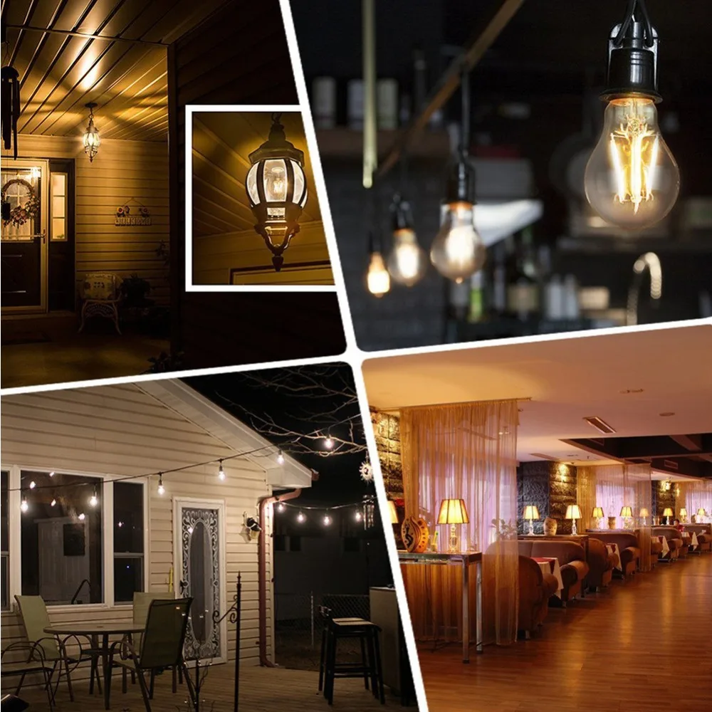 GANRILAND Dimmable 10W A19 Globe LED Filament Light Bulbs 2700K E26 E27 110V 220V Decorative Vintage Glass Round Bulb Lampada