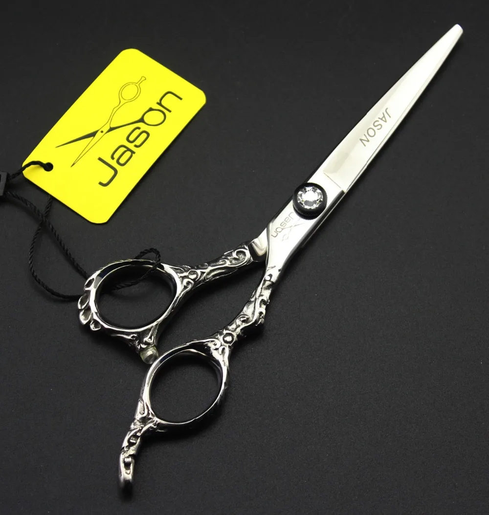 385# 6'' 17.5cm Brand Jason Hairdressing Scissors JP 440C Diamante Barbers Cutting Scissors Thinning Shears Human Hair Scissors