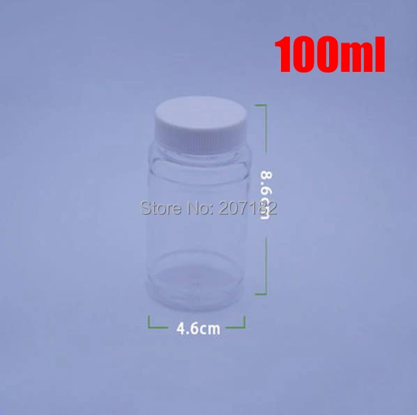 

100pcs 100ml Transparent PET Medicine Bottles,Capsules/Pills/Powder/Vitamin Plastic Bottles with White Colors Flat Screw Caps