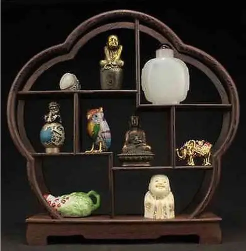 Exquisite Chinese Classical Decoratable Old wood Hand Carved Flower-shape Display Stand