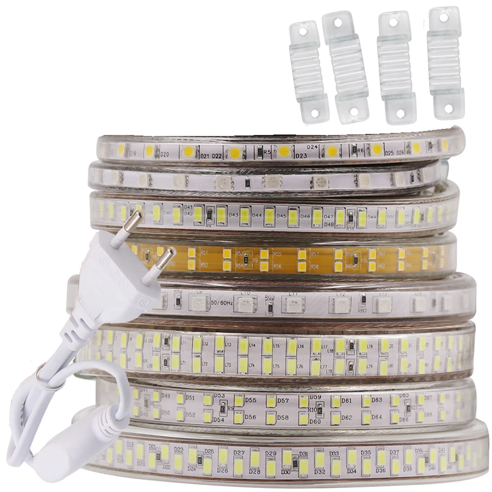 240Leds/m LED Strip SMD 5730 2835 5050 5630  220V 240V Waterproof LED Tape Rope Light RGB Warm White Home Decoration Lighting