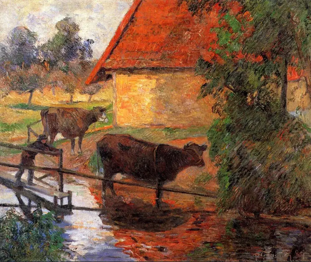 

High quality Oil painting Canvas Reproductions Watering place (1885) by Paul Gauguin hand painted