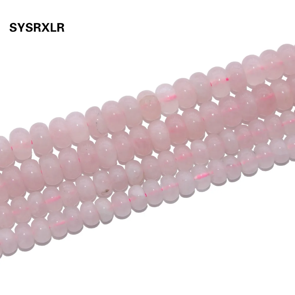 Free Shipping Rose Pink Quartz Crystals Natural Stone Spacer Rondelle Beads For Jewelry Making DIY Bracelet Necklace 4*7/5*8 MM