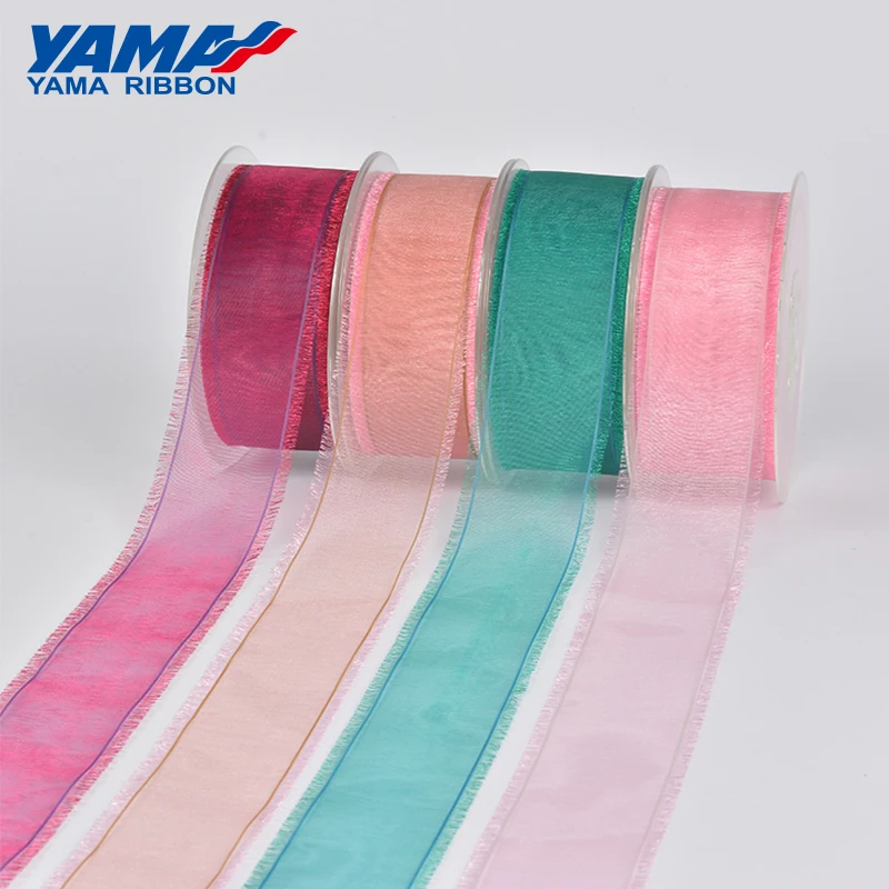 YAMA-Ombre Organza Fringe Ribbon, DIY Dress Accessory, House Decoration, Wedding Gift, 16mm, 25mm, 38mm, 200Yards/Roll