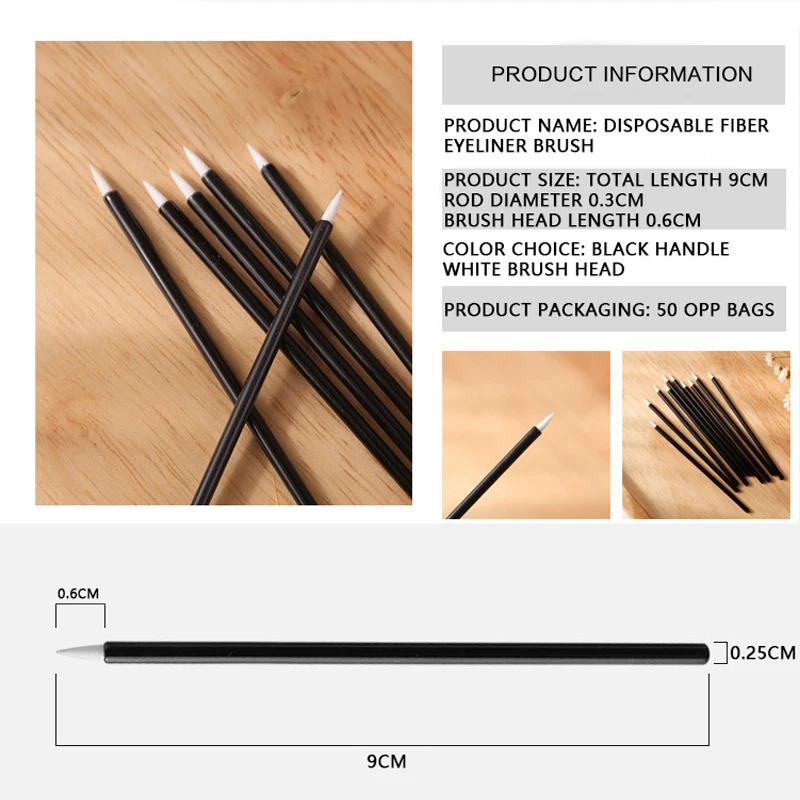 50pcs Disposable Eyeliner แปรงแต่ละ Applicator Superfine ไฟเบอร์ Swab Eye Liner Liquid Wand Eye Liner แปรงมืออาชีพ